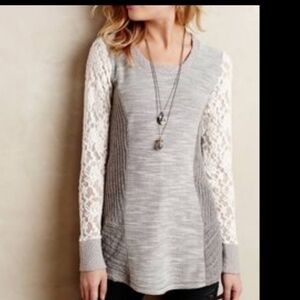 Anthro Saturday Sunday Sweater Lace Sleeves XS
